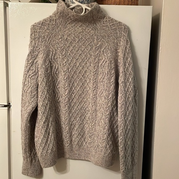 VINCE Medium Merino Wool Cashmere Blend Cable Knit Mock Sweater - Picture 6 of 12